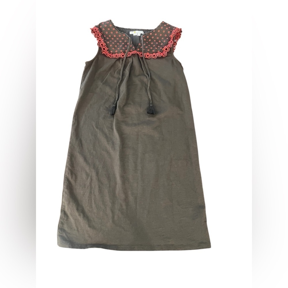 Boden || Nella Jersey Eyelet Olive Green Sleeveless Shift Dress 4R